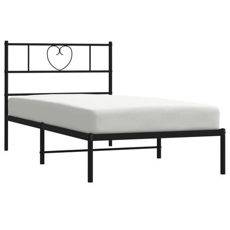 Bedframe met hoofdbord metaal zwart 100x190 cm 3