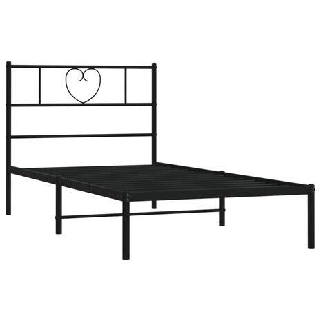 Bedframe met hoofdbord metaal zwart 100x190 cm 4