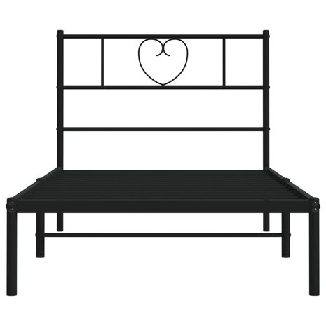 Bedframe met hoofdbord metaal zwart 100x190 cm 5