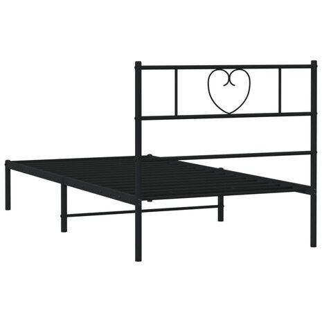 Bedframe met hoofdbord metaal zwart 100x190 cm 7