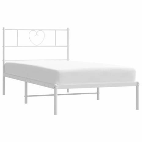 Bedframe met hoofdbord metaal wit 90x190 cm 3