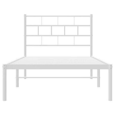 Bedframe met hoofdbord metaal wit 75 x 190 cm 5