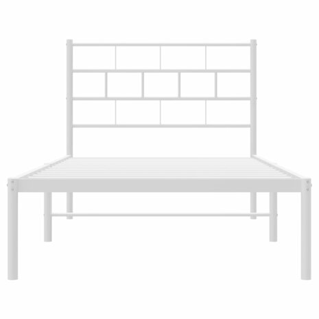 Bedframe met hoofdbord metaal wit 90x200 cm 5