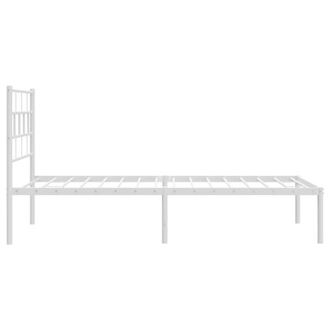 Bedframe met hoofdbord metaal wit 90x200 cm 6