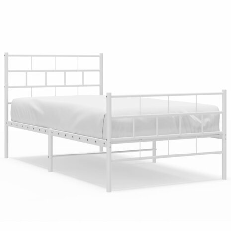 Bedframe met hoofd- en voeteneinde metaal wit 75x190 cm 2