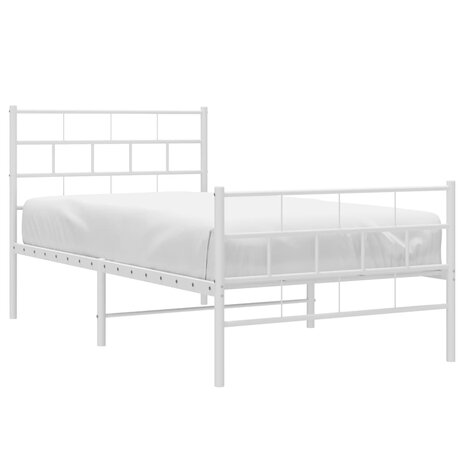 Bedframe met hoofd- en voeteneinde metaal wit 75x190 cm 3