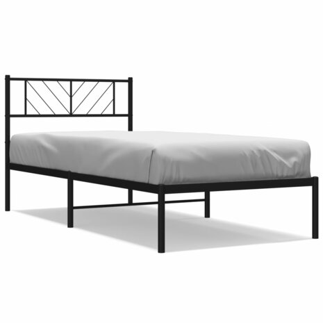 Bedframe met hoofdbord metaal zwart 100x190 cm 2