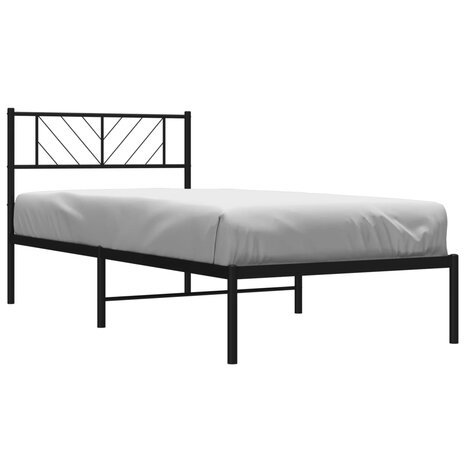 Bedframe met hoofdbord metaal zwart 100x190 cm 3