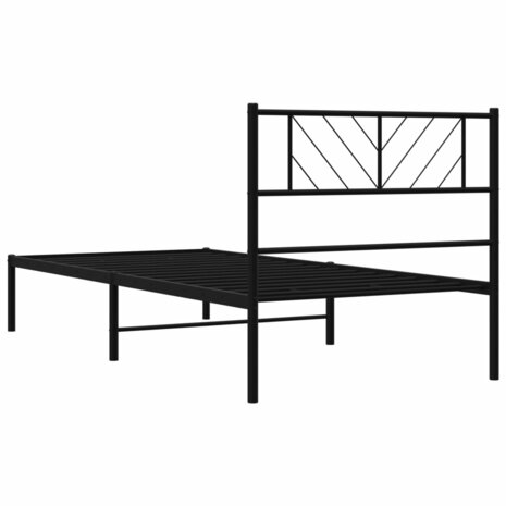 Bedframe met hoofdbord metaal zwart 100x190 cm 7