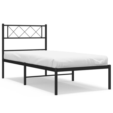 Bedframe met hoofdbord metaal zwart 100x190 cm 2