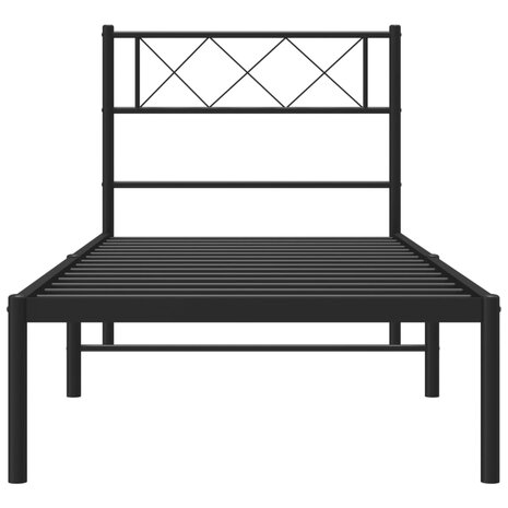 Bedframe met hoofdbord metaal zwart 100x190 cm 4