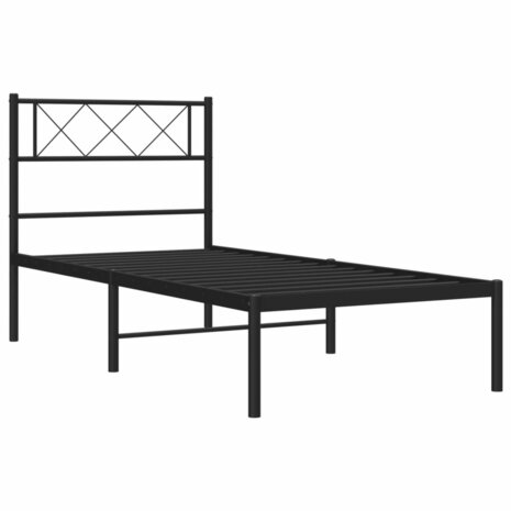 Bedframe met hoofdbord metaal zwart 100x190 cm 5