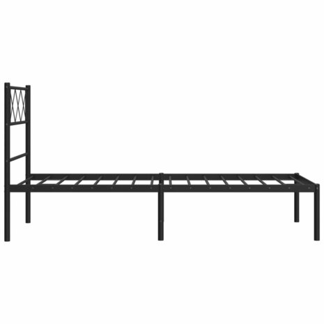 Bedframe met hoofdbord metaal zwart 100x190 cm 6