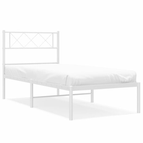 Bedframe met hoofdbord metaal wit 90x190 cm 2