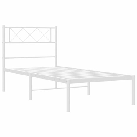 Bedframe met hoofdbord metaal wit 90x190 cm 4