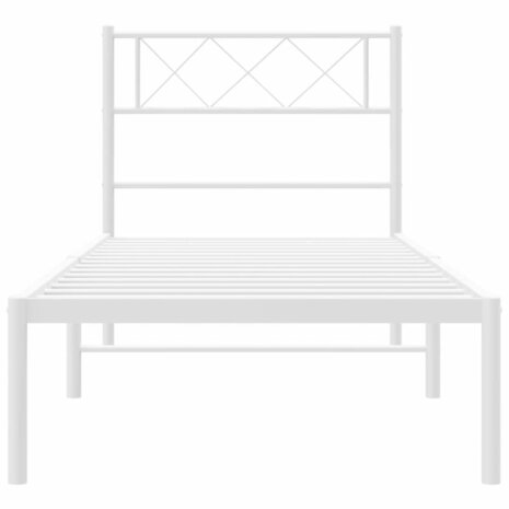 Bedframe met hoofdbord metaal wit 90x190 cm 5