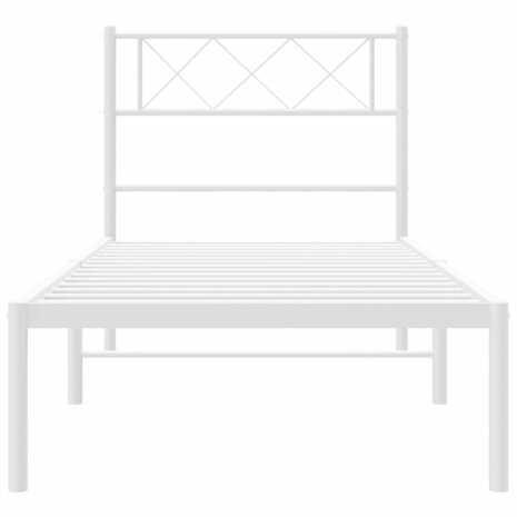 Bedframe met hoofdbord metaal wit 100x190 cm 5