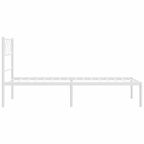 Bedframe met hoofdbord metaal wit 100x190 cm 6