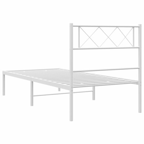 Bedframe met hoofdbord metaal wit 100x190 cm 7