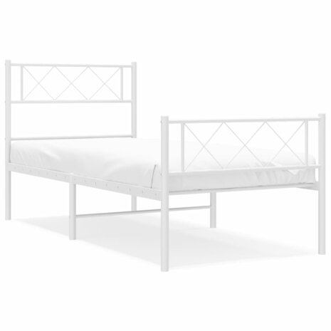 Bedframe met hoofd- en voeteneinde metaal wit 75x190 cm 2