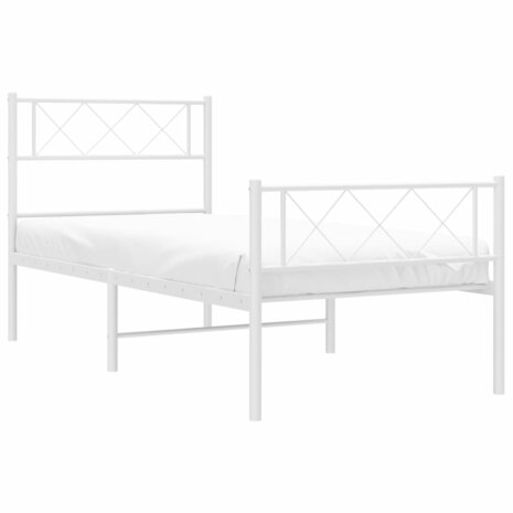 Bedframe met hoofd- en voeteneinde metaal wit 75x190 cm 3