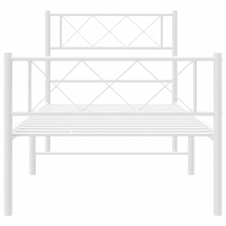 Bedframe met hoofd- en voeteneinde metaal wit 75x190 cm 4