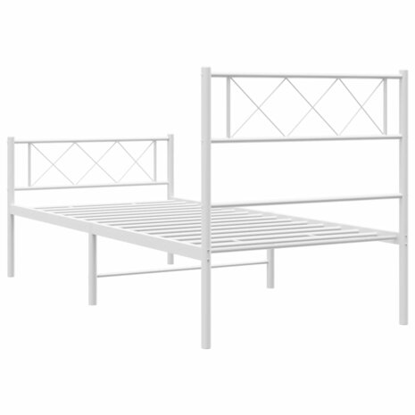 Bedframe met hoofd- en voeteneinde metaal wit 75x190 cm 7