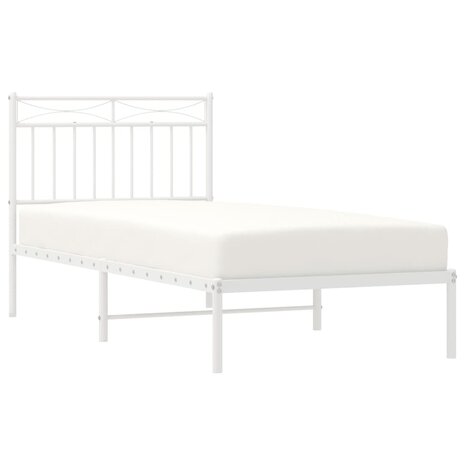 Bedframe met hoofdbord metaal wit 90x200 cm 3