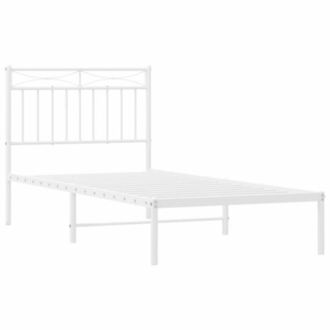 Bedframe met hoofdbord metaal wit 90x200 cm 4