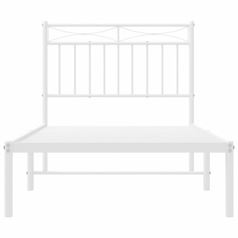 Bedframe met hoofdbord metaal wit 90x200 cm 5