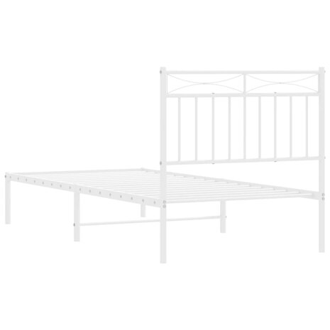 Bedframe met hoofdbord metaal wit 90x200 cm 7