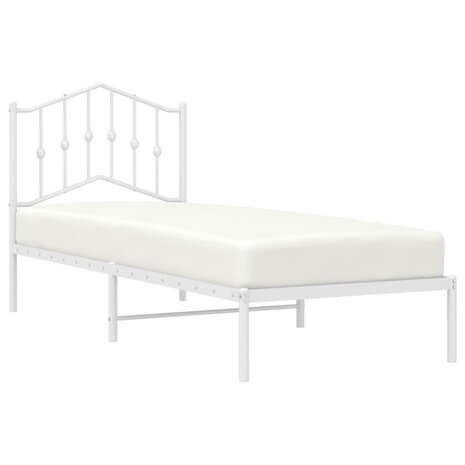 Bedframe met hoofdbord metaal wit 80x200 cm 3