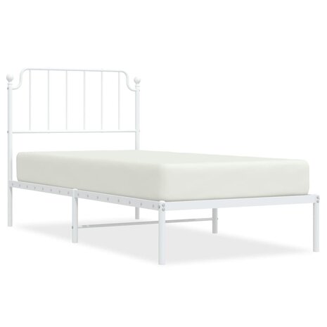 Bedframe met hoofdbord metaal wit 90x190 cm 2