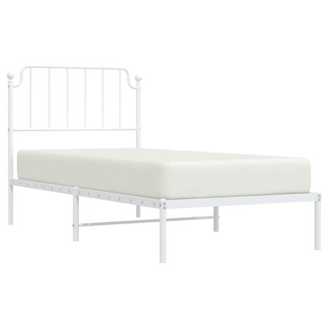 Bedframe met hoofdbord metaal wit 90x190 cm 3