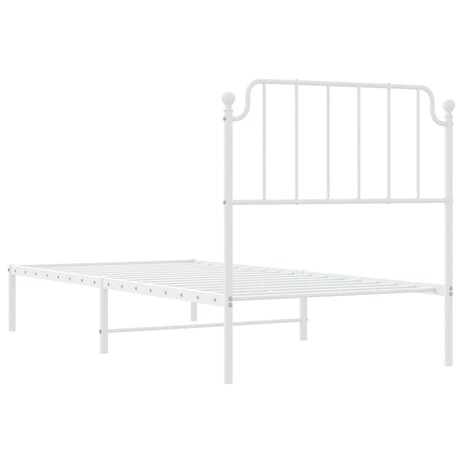 Bedframe met hoofdbord metaal wit 90x190 cm 7