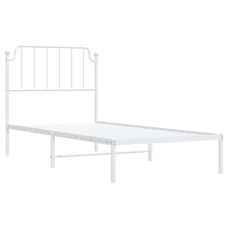 Bedframe met hoofdbord metaal wit 90x200 cm 4