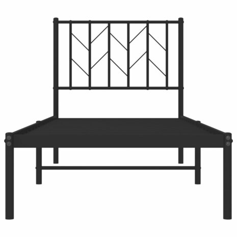 Bedframe met hoofdbord metaal zwart 75x190 cm 5