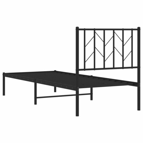 Bedframe met hoofdbord metaal zwart 75x190 cm 7