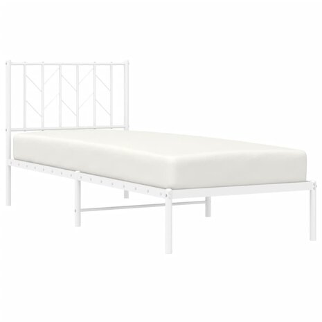 Bedframe met hoofdbord metaal wit 80x200 cm 3