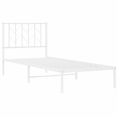 Bedframe met hoofdbord metaal wit 80x200 cm 4