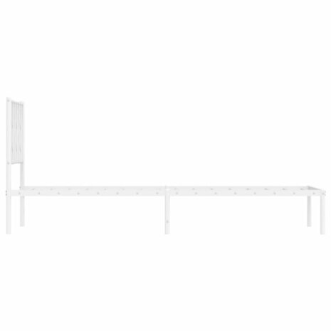 Bedframe met hoofdbord metaal wit 80x200 cm 6