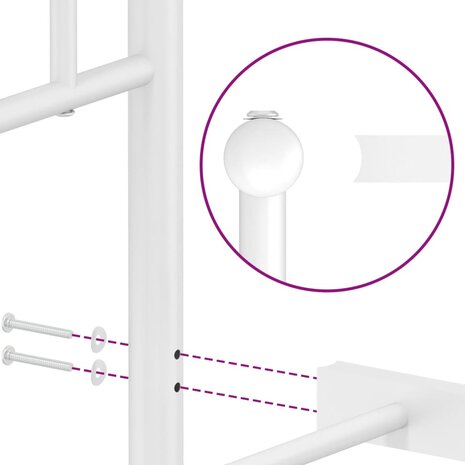 Bedframe met hoofdbord metaal wit 80x200 cm 9