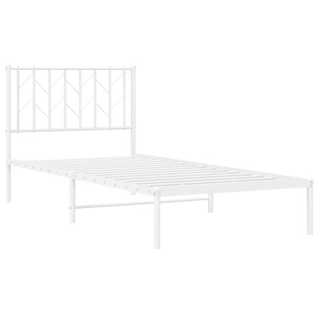 Bedframe met hoofdbord metaal wit 90x190 cm 4