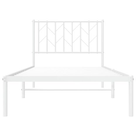 Bedframe met hoofdbord metaal wit 90x190 cm 5