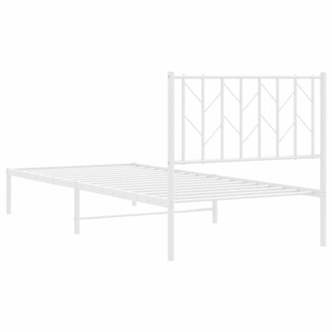 Bedframe met hoofdbord metaal wit 90x190 cm 7