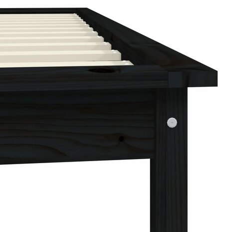 Bedframe massief grenenhout zwart 75x190 cm 7