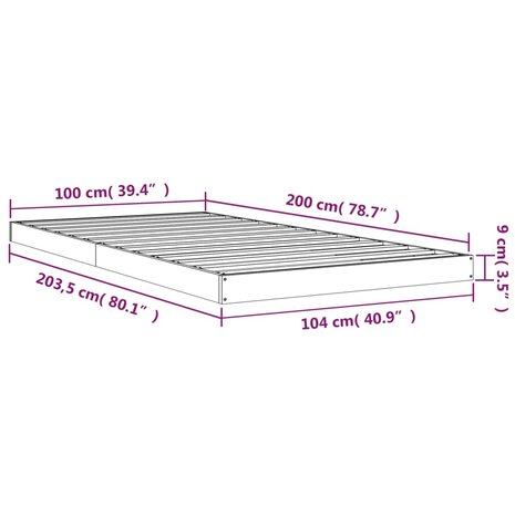 Bedframe massief grenenhout 100x200 cm 8