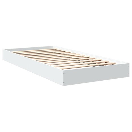 Bedframe bewerkt hout wit 75x190 cm 2