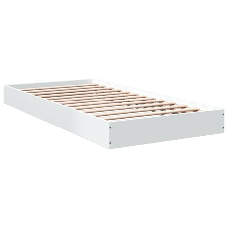 Bedframe bewerkt hout wit 75x190 cm 6