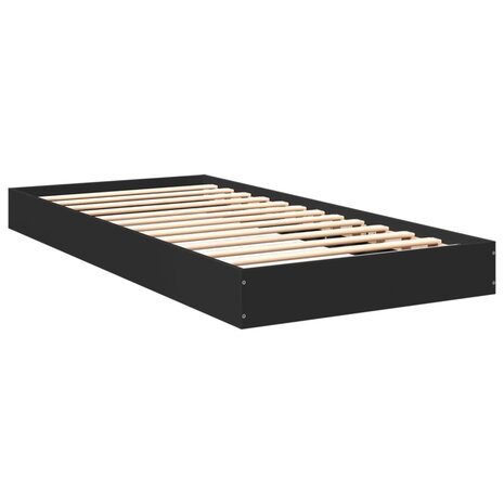 Bedframe bewerkt hout zwart 75x190 cm 2